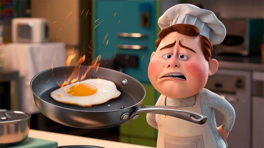 se queman los huevos fritos. Errores comunes al usar sartenes de acero inoxidable.