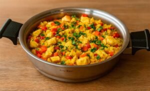 Arroz con pollo al estilo mediterráneo, fácil y delicioso