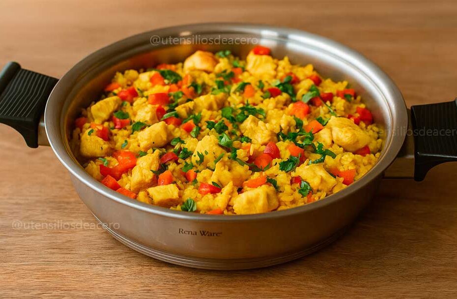Arroz con pollo al estilo mediterráneo, fácil y delicioso