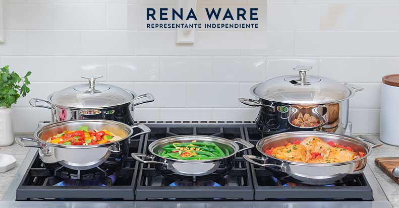Ollas Rena Ware sobre una cocina elegante