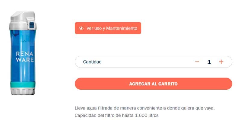 agregar la botella filtrante rena ware al carrito de compras