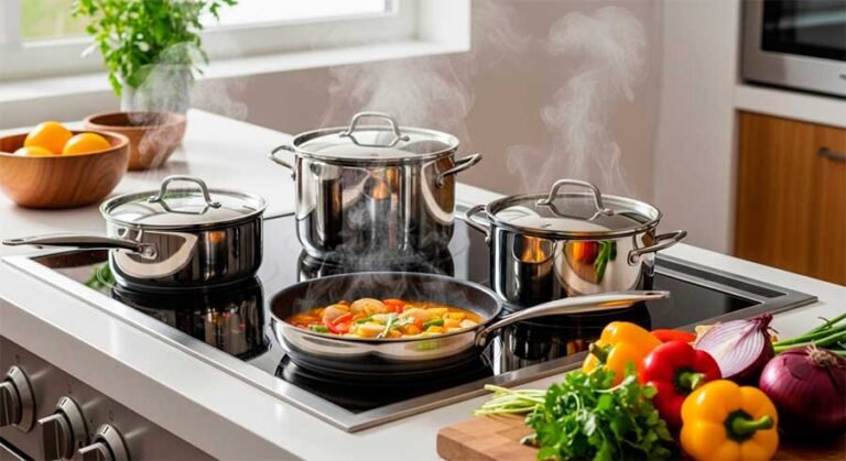 Marcas de ollas de acero quirúrgico en Perú: cocina peruana moderna con cocina de inducción; set de ollas de acero inoxidable